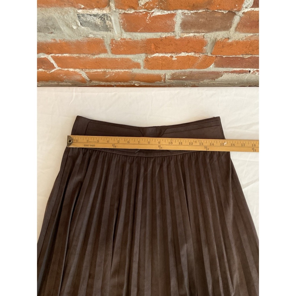Soft Surroundings Lavina Faux Suede Pleated Stretch Skirt Belted Dark Brown S - Picture 12 of 16